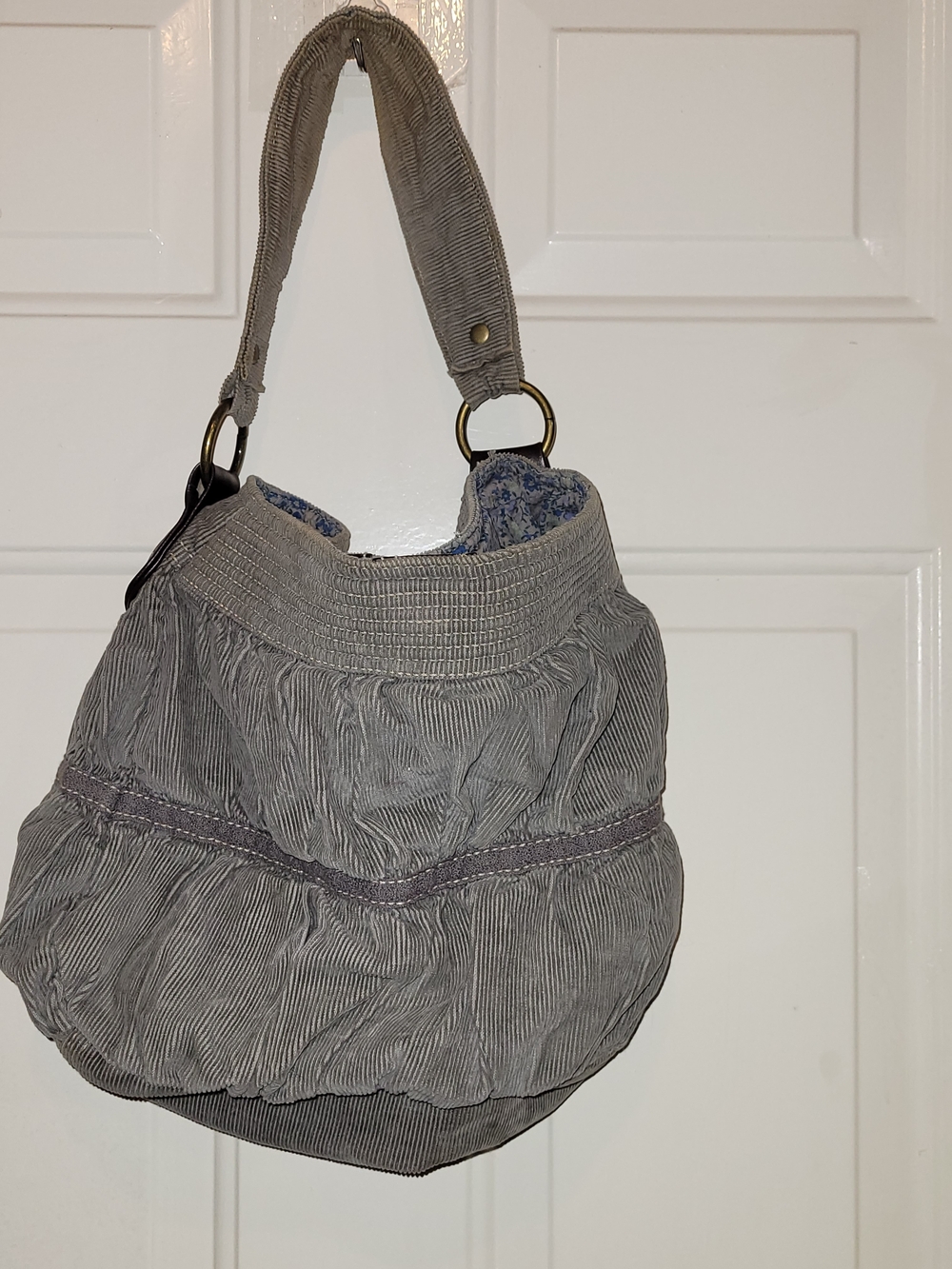 Gray Women's Hobo Bag – Casual Corduroy Shoulder Purse